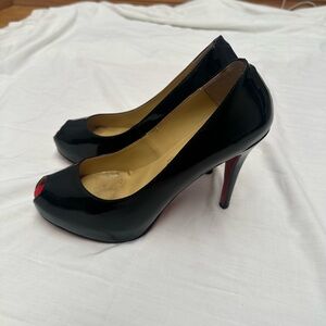 Christian Louboutin Black Peep-Toe Heels